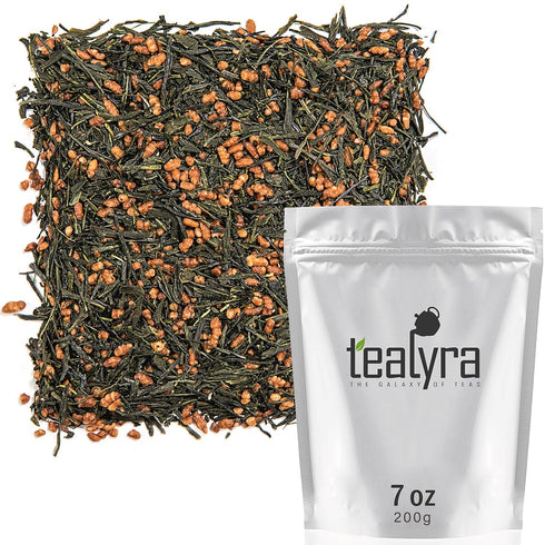 Tealyra - Gen Mai Cha Supreme - Japanese Loose Leaf Tea - Genmaicha Green Tea with Brown Roasted Rice - Caffeine Level Low - 200g (7-ounce)...