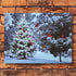BANBERRY DESIGNS Lighted Christmas Tree & Cardinal Birds LED Canvas Print - Snowy Winter - Forest Pine Trees - Winter Scene Wall Art Measures 15.7...
