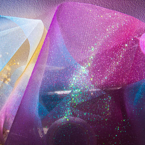 AUEAR, 2 Pack Rainbow Glitter Tulle Netting Rolls for Table Runner Chair Sash Bow Wedding Unicorn Party Pet Tutu Skirt Sewing Crafting Fabric Birt...