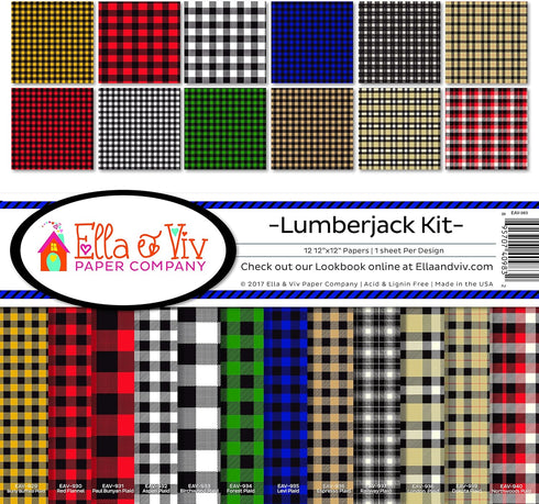 Ella & Viv by Reminisce EAV-983 Lumberjack Scrapbook Collection Kit 12x12 inches...