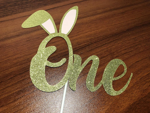 Gold Glitter Some Bunny One Birthday Cake Topper, Bunny 1st Birthday Cake Topper for Easter 1st Birthday Party Cake Decorations...