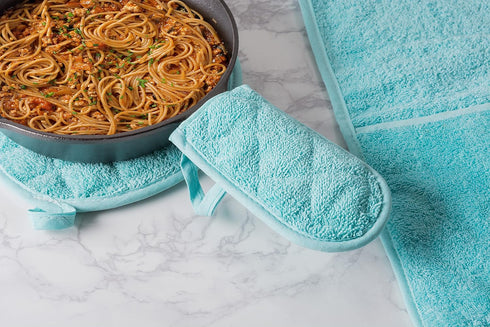 DII Basic Terry Collection Quilted 100% Cotton, Pan Handle, Aqua, 3 Piece...