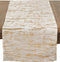 SARO LIFESTYLE - 1612.GL1672B Distressed Foil Metallic Design Cotton Table Runner, 16" x 72", Gold...