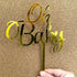 Baby Shower Cake Topper -Larger Size Acrylic Mirror Gold Elegant Handwriting “OH BABY” Sign - Smash Cake Topper, New Baby Gender Reveal Party Cake...
