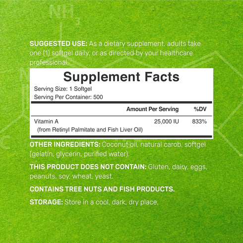 DEAL SUPPLEMENT High Potency Vitamin A 25000 IU, 500 Coconut Oil Softgels | Easily Absorbed, Natural Fish Liver Oil Source – Vitamins for Eye, Imm...