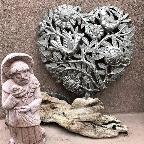 Friendship Heart with Birds and Flowers, Soulmate Love and Friendship Collection, Handmade in Haiti, Inspirational Wall Decor, 11 Inches...