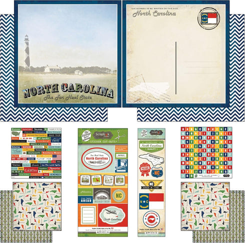 Scrapbook Customs Themed Paper and Stickers Scrapbook Kit, North Carolina Vintage, 12 inch by 12 inch...