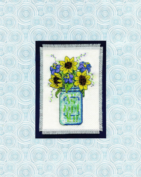 Design Works Crafts Floral Jar, 3 x 4.5 Counted Cross Stitch Kit, Multicolor...