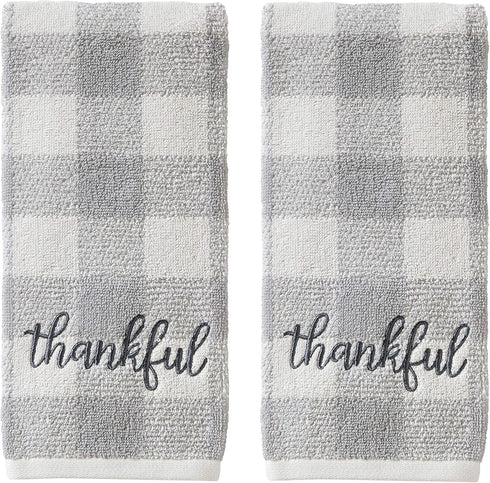 SKL Home by Saturday Knight Ltd. Thankful Plaid Hand Towel (2-Pack), Gray...