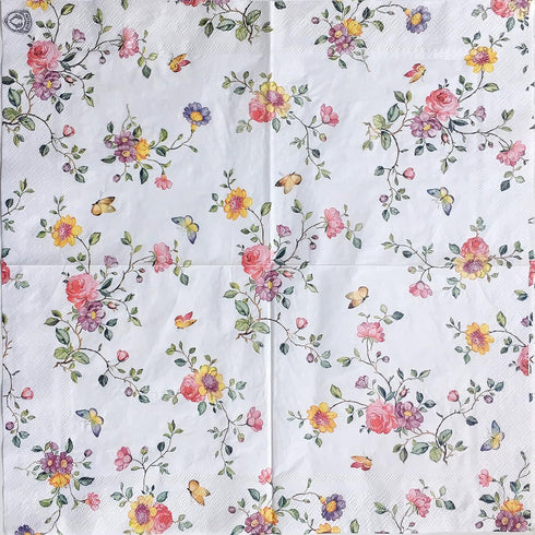 Colored Paper Napkins, 20 Count Shabby Chic Napkins for Wedding, Dinner Tea Party Shower (Butterfly & Flower II)...