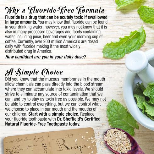 Dr. Sheffield’s Certified Natural Toothpaste (Peppermint) - Great Tasting, Fluoride Free Toothpaste/Freshen Your Breath, Whiten Your Teeth, Reduce...