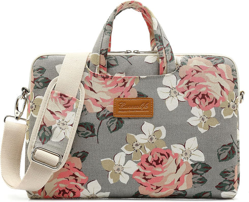 Grey Rose Pattern 15 inch Waterproof Laptop Shoulder Messenger Bag for 14 inch to15.6 inch Laptop and MacBook Pro 15 Laptop Case...