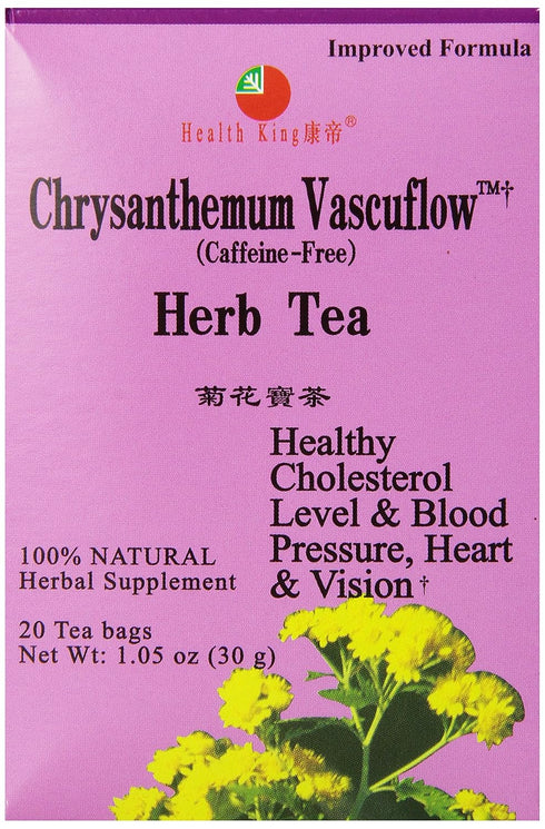 Health King Chrysanthemum Vascuflow Herb Tea, Teabags, 20 Count Box...