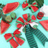 25 Yard Watermelon Wired Edge Ribbons, 5 Rolls Watermelon Print Summer Ribbons Watermelon Slices Plaid Ribbon Stripe Craft Ribbon for Gift Wrappin...
