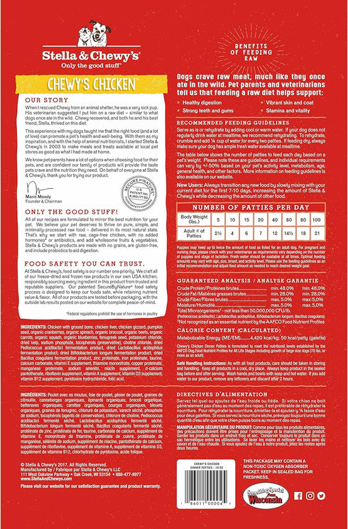 Stella & Chewy's Freeze Dried Raw Dinner Patties – Grain Free Dog Food, Protein Rich Chewy’s Chicken Recipe – 5.5 oz Bag...