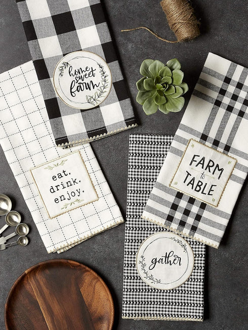 DII Home Sweet Farmhouse Kitchen Collection, Dishtowel Set, 18x28, Black, 4 Count...