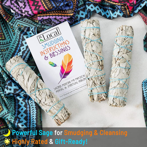 6" 3 Pack White Sage Smudge Sticks | 6-inch Large Wanderlust Smudging Wand Incense Stick for Cleansing, Purifying, Healing, Meditation, Yoga, Bles...