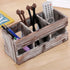 MyGift 3-Compartment Torched Solid Wood Desktop Office Supplies Caddy Pen Pencil Cup Holder Desk Organizer, Makeup Brush Art and Paint Brush Holde...