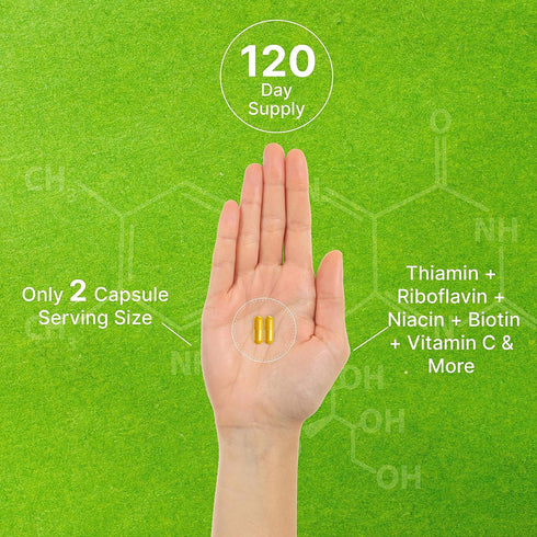 Bioactive Vitamin B Complex | 240 Veggie Capsules - Methylated B Vitamins & Esterified Vitamin C, High Potency & Easy Absorption – Immune, Energy,...