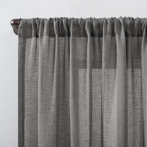 Clean Window Crushed Texture Allergy/Pet Friendly Anti-Dust Sheer Curtain Panel, 52" W x 63" L, Gray...