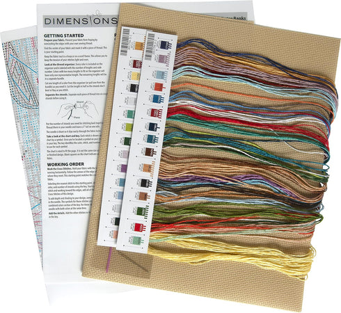 Dimensions 70-35412 Outer Banks Counted Cross Stitch Kit for Beginners, 13" x 10", 14 Cnt. Natural Aida, 4pcs, Small...