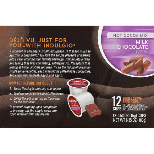 Trilliant Fg013073 Indulgio Milk Chocolate Hot Cocoa Single Serve Brew Cup...