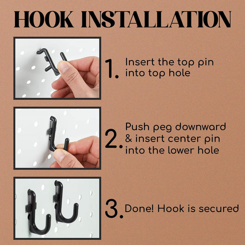 100-Pack Jewelry Tower Black J-Shaped Peg Hooks for 1/4 Inch Pegboard Hole Size - Pegboard Hooks for Jewelry Garage Tools Organizer Storage - Pegb...