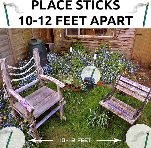 Mosquito Repellent Sticks EXTRA-THICK - Outdoor Use Reaches Up to 10-12 feet - Each Stick Burns for hours - (Three Pack Contains 15 Repellents)...