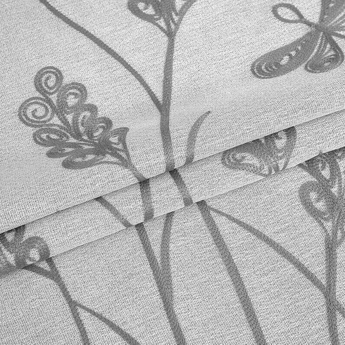 Melodieux Wheat Embroidery Linen Textured Curtains for Living Room Bedroom, Farmhouse Style Rustic Flax Drape Grommet, Grey Wheat, 52 by 84 Inch (...