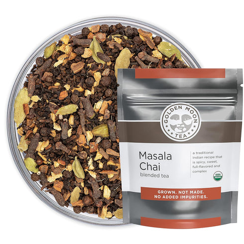 Golden Moon Tea Organic Masala Chai Black Tea - Pure & Authentic Blend - Loose Leaf, Non-GMO - Half Pound (96 Servings)...