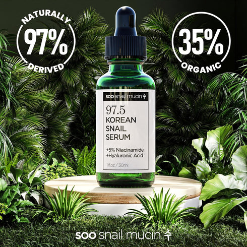 97.5% Snail Mucin Serum - Korean Niacinamide Serum - Glass Skin K Beauty Skincare Routine - Cruelty Free Skin Care for Anti Aging 1oz...