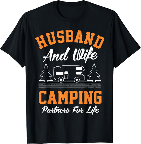Husband And Wife Camping Partners For Life Camping Gear RV T-Shirt...