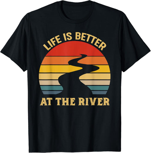 Vintage Life Is Better At The River Retro Outdoor Camping T-Shirt...