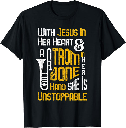 Trombone Apparel for Girls Who Love Jesus and Play Brass T-Shirt...