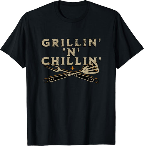 Outdoor Barbecue Grilling and Smoking Grillin 'N' Chillin' T-Shirt...