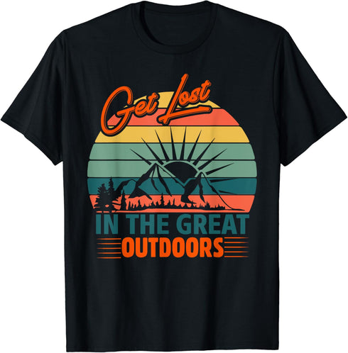 Get Lost in the Greate Outdoors Funny hiking Tee T-Shirt...