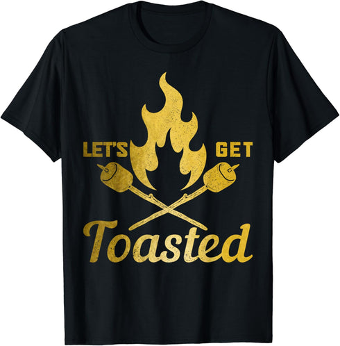 Camping Let's Get Toasted Funny Camper Campfire Outdoor T-Shirt...