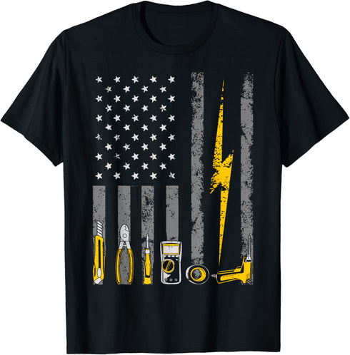 Electrician US Flag Tools Patriotic Job Wire Strippers T-Shirt...