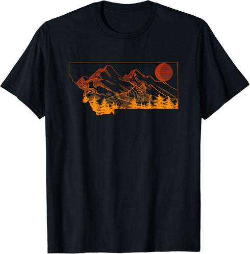 Montana Retro Vintage Outdoors Mountain Graphic Design T-Shirt...