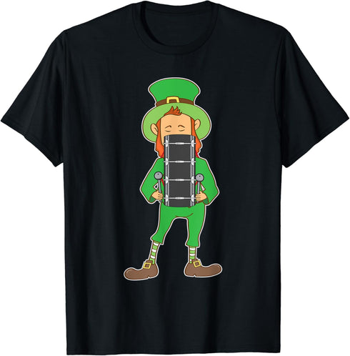 St Patrick's Day Irish Leprechaun Playing Bass Drum Shirt T-Shirt...