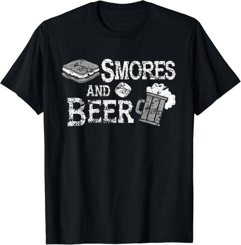 Smores and Beer T Shirt - Camping Outdoor Funny Fun...