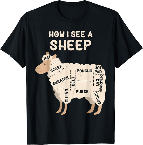 How I See A Sheep Funny Sheep Lover Yarn Wool Knitting Gift T-Shirt......