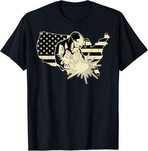 Welder Metal Worker July 4 Welding Blacksmithing US Flag T-Shirt...
