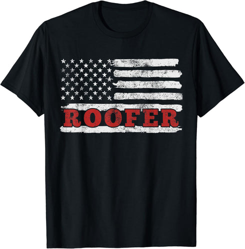 Roofer USA Flag 4th of July Roofing T-Shirt...