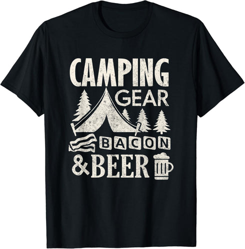 Camping Gear Bacon And Beer Shirt Camper Summer Camp T-Shirt...