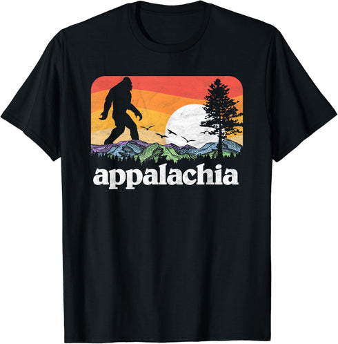 Retro Appalachia Bigfoot Mountain & Trees Nature Outdoors T-Shirt...