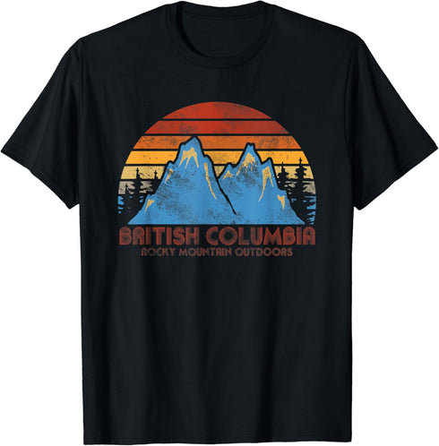 Vintage British Columbia Mountain Sunset Live Outdoors T-Shirt...