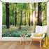 Ambesonne Forest Tapestry, Sunny Forest with Wild Garlic Enchanting Wildflowers Blossoms Landscape Scenery, Wide Wall Hanging for Bedroom Living R...