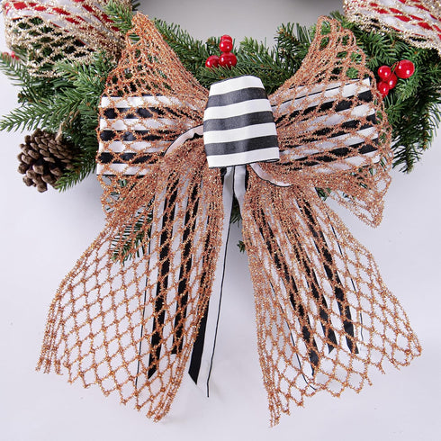2.5inch Wide 10 Yards wired gift wrapping ribbon black White stripe wired ribbon for gift wrapping crafts DIY Christmas Tree Decor, wreaths, Bows ...