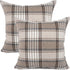 YOUR SMILE Set of 2 Retro Farmhouse Outdoor/Indoor Buffalo Tartan Chequer Stripe Plaid Cotton Linen Decorative Throw Pillow Case Cushion Cover Pil...